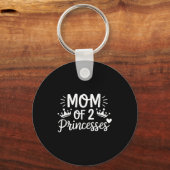 Moeder van twee prinsessen dochters tweeling mama sleutelhanger (Voorkant)