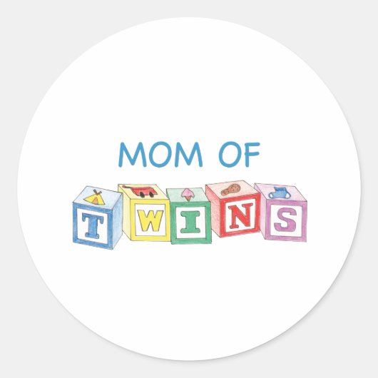 Moeder van tweeling blokken ronde sticker (Voorkant)