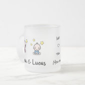 Moeder van tweeling Mok, nieuwe mam cadeau, jongen Matglas Koffiemok (Voorkant links)