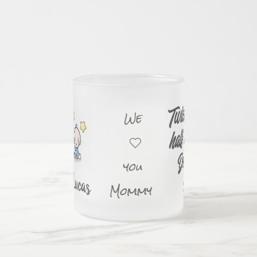 Moeder van tweeling Mok, nieuwe mam cadeau, jongen Matglas Koffiemok (Center)