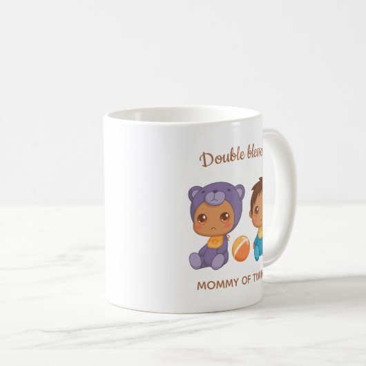 Moeder van Twins Baby Boy Beer Jumpsuit Koffiemok (Voorkant rechts)