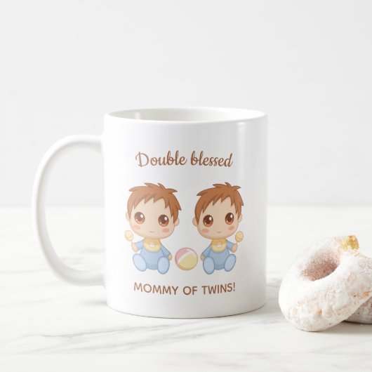 Moeder van Twins Baby Boys Koffiemok (Met donut)
