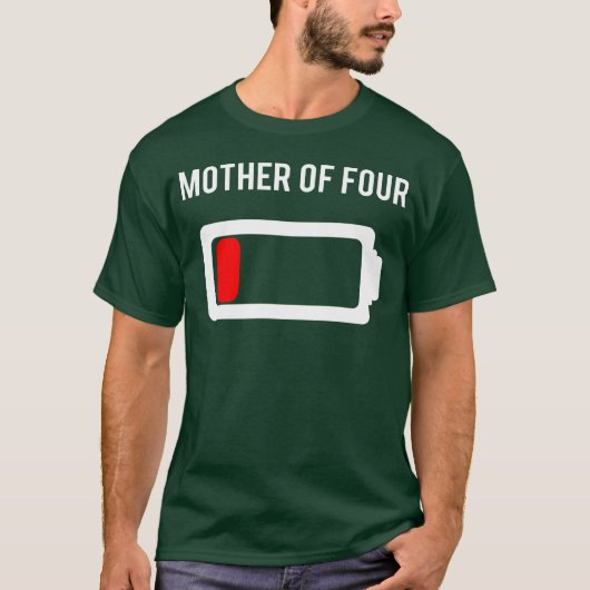 Moeder van Vier Low Battery Mama meisje T-shirt (Voorkant)