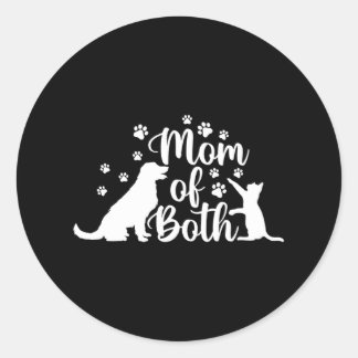 Moeder van zowel kat en hond moeder gekke kat dame ronde sticker