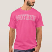 Moeder Varsity verweerde letters roze T-shirt (Voorkant)
