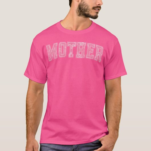 Moeder Varsity verweerde letters roze T-shirt (Voorkant)