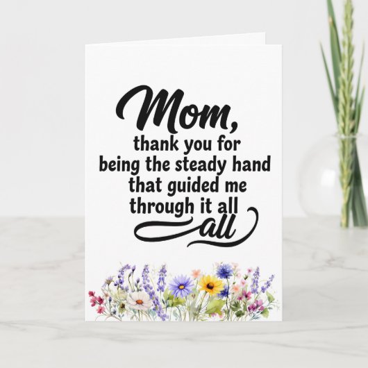 Moeder vaste hand leidde me aquarel wilde bloem kaart (Voorkant)