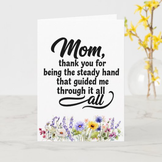 Moeder vaste hand leidde me aquarel wilde bloem kaart (Gele Bloem)