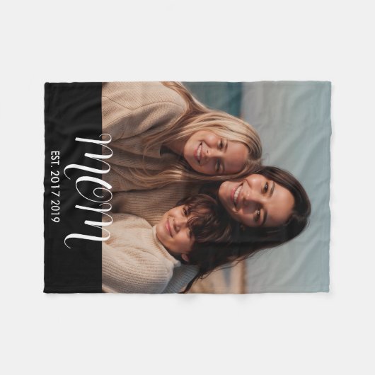 Moeder Vaste Moderne Script Foto Fleece Deken (Voorkant (Horizontaal))