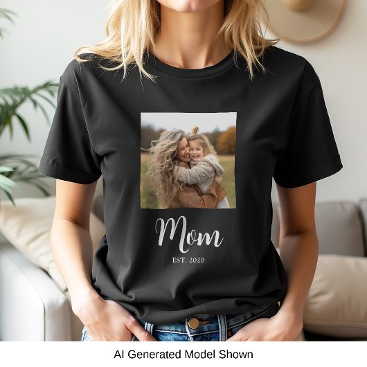 Moeder Vastgestelde Script Tekst Foto T-shirt
