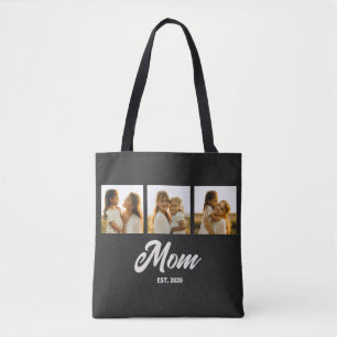 Moeder Vastgestelde Script Zwart 3 Foto Tote Bag