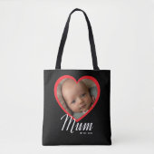 Moeder Vastgestelde Scriptie Rode Hart Foto Zwart Tote Bag (Voorkant)