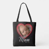 Moeder Vastgestelde Scriptie Rode Hart Foto Zwart Tote Bag (Achterkant)