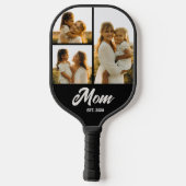 Moeder Vastgestelde Scriptie Zwart 3 Foto Pickleball Paddle (Achterkant)