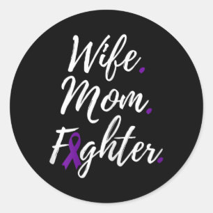 Moeder vechter fibromyalgie bewustzijn 1 ronde sticker