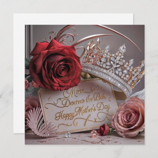 Moeder Verdient het Beste: Gelukkige Moederdag Feestdagenkaart (Voorkant / Achterkant)
