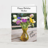Moeder Verjaardag Bloemen Waterverf Strepen Kaart (Voorkant)