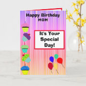 Moeder Verjaardag Cupcakes Ombre Strepen FOTO Kaart (Gele Bloem)