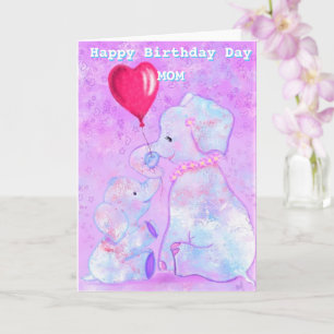 Moeder Verjaardag Kaart met Olifant Moeder en Baby