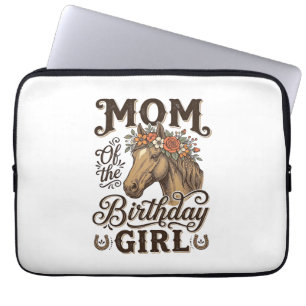 Moeder Verjaardag Meisje Bloemig Paard Westers Vin Laptop Sleeve