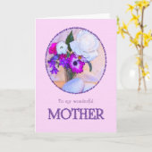 Moeder, verjaardag met geschilderde bloemen. kaart (Gele Bloem)