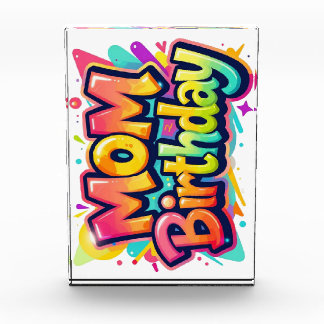 Moeder Verjaardag Regenboog Graffiti Cadeau voor M Fotoblokken