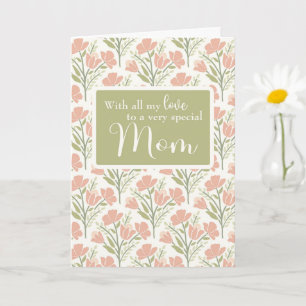 Moeder Verjaardag Roze Bloem Patroon Kaart