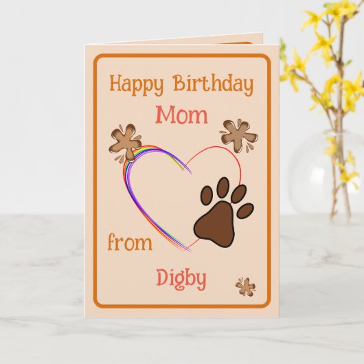 Moeder Verjaardag van de Hond Kaart (Gele Bloem)
