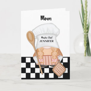 Moeder Verjaardag Whimsical Gnome Chef Cooking Kaart