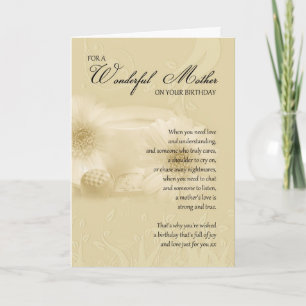 Moeder verjaardagskaart met gedicht - Cream Mother Kaart
