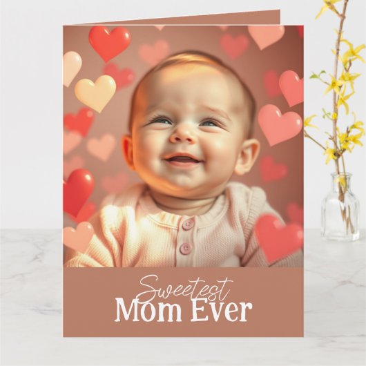 Moeder Verjaardagskaart Voeg Twee Foto's en Tekst  Kaart (Gele Bloem)