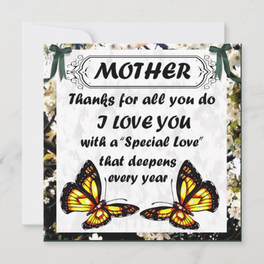 Moeder verjaardagskaart voor Moederdag Feestdagenkaart (Voorkant)