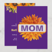 Moeder Verjaardagsviering Paarse Bloemen Zonnebloe Kaart (Voorkant / Achterkant)