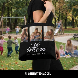 Moeder Vestigde Drie Foto Liefde en Herinneringen Tote Bag