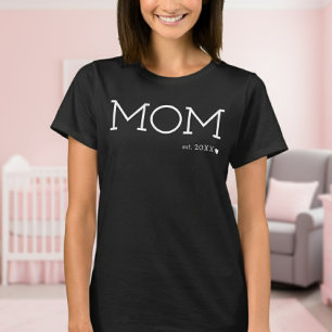 Moeder Vestigde Hart Zwart Minimaal T-shirt