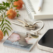 Moeder vestigde modern schrift foto sleutelhanger (Voorkant Rechts)
