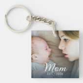 Moeder vestigde modern schrift foto sleutelhanger (voorkant)