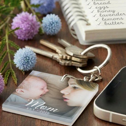 Moeder vestigde modern schrift foto sleutelhanger