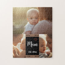 Moeder Vestigde Modern Schrift Zwart 3 Foto Legpuz