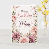Moeder Vintage Bloemige Verjaardag Kaart (Gele Bloem)