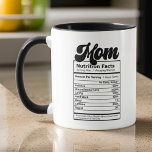 Moeder Voeding Feiten Modern Zwart en Wit Grappig Mok<br><div class="desc">Dit eenvoudige en moderne ontwerp is samengesteld uit san serif en speelse scripttypografie.</div>