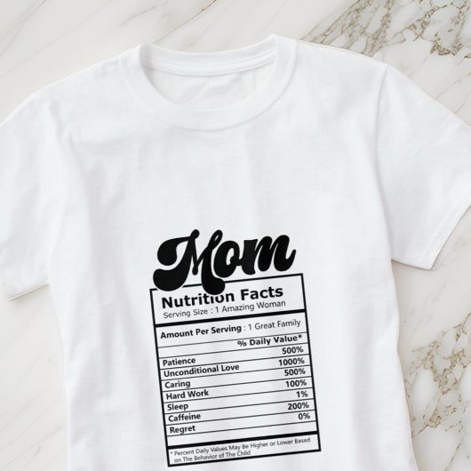 Moeder Voeding Feiten Modern Zwart en Wit Grappig T-shirt