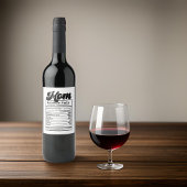 Moeder Voeding Feiten Modern Zwart en Wit Grappig Wijn Etiket