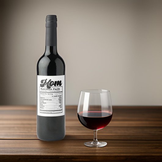 Moeder Voeding Feiten Modern Zwart en Wit Grappig Wijn Etiket