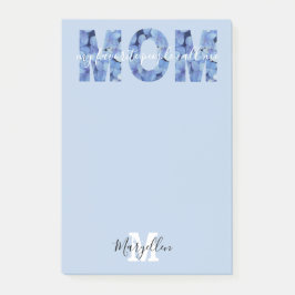 Moeder Voeg je naam en monogram Blauwe Hortensia Post-it® Notes