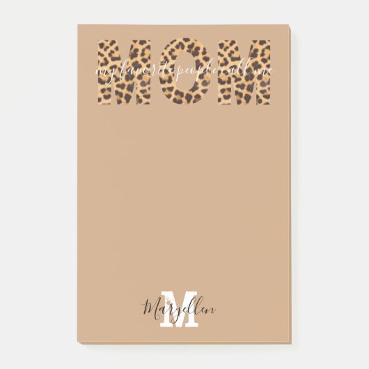 Moeder Voeg je naam en monogram luipaardprint toe Post-it® Notes (Voorkant)