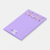Moeder Voeg je naam en monogram paarse bloemen toe Post-it® Notes (Schuin)