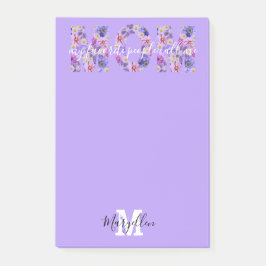 Moeder Voeg je naam en monogram paarse bloemen toe Post-it® Notes