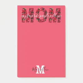 Moeder Voeg je naam en monogram toe Rode Rozen Post-it® Notes