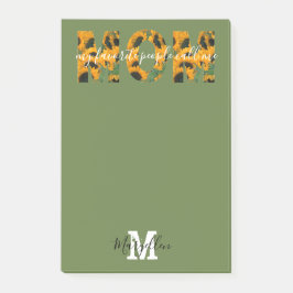Moeder Voeg je naam en monogram toe Zonnebloem Post-it® Notes
